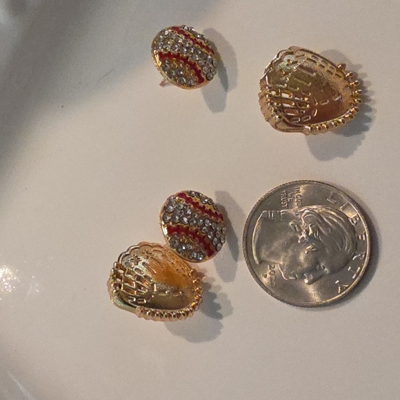 NWOT / BAUBLEBAR / Gold and Red Baseball Earrings - Picture 6 of 8